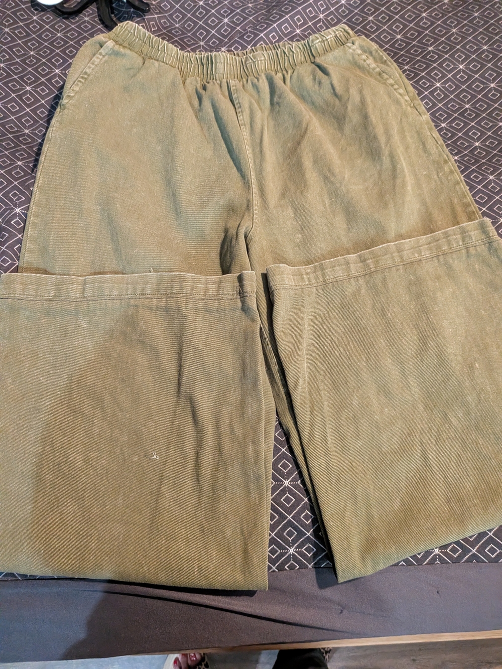 Carly Jean Los Angeles Olive Green Wide Leg Pants